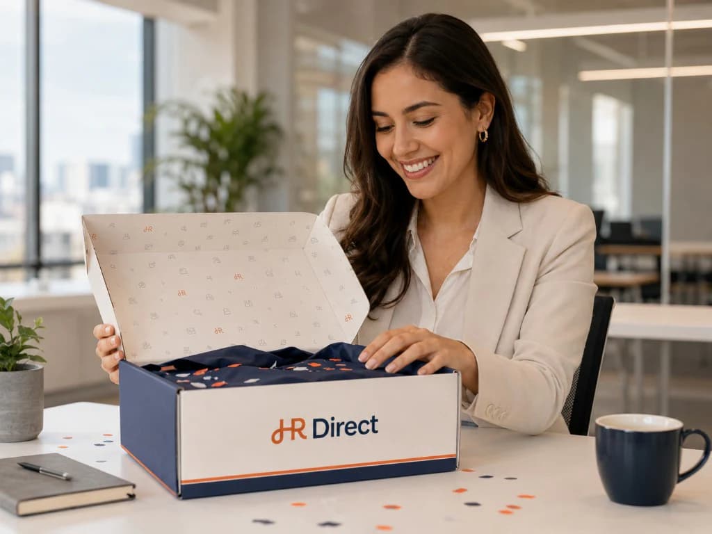 Una colaboradora recibe su celebración de HR Direct
