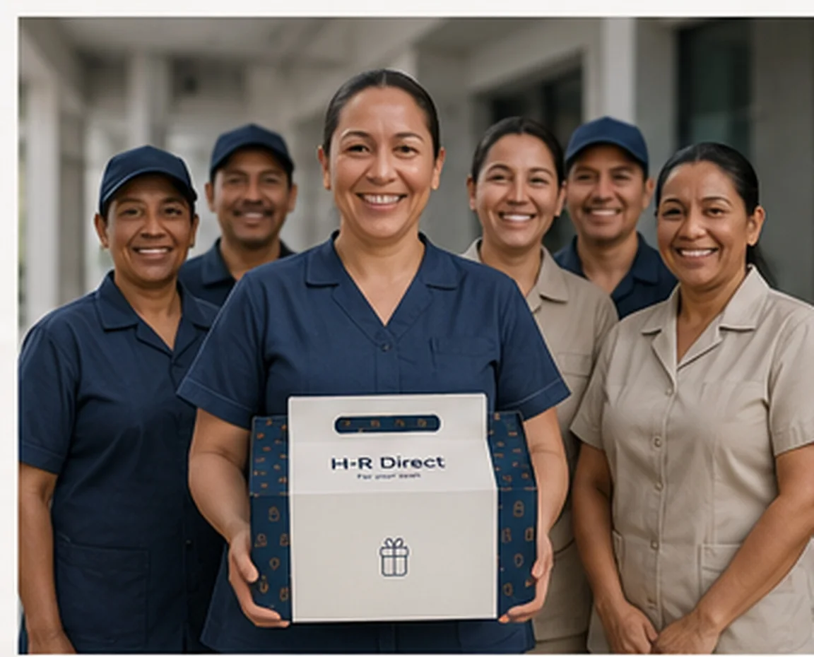 Equipo de servicios generales recibe una caja de HR Direct